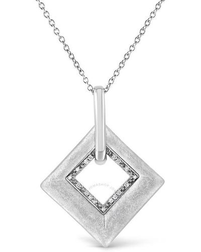 Haus of Brilliance .925 Sterling Silver Pave-set Diamond Accent Kite Shape 18'' Pendant Necklace - Metallic