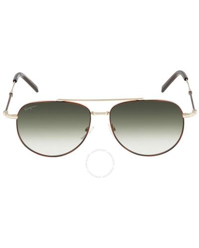 Ferragamo Green Pilot Sunglasses Sf226s 723 58 - Brown