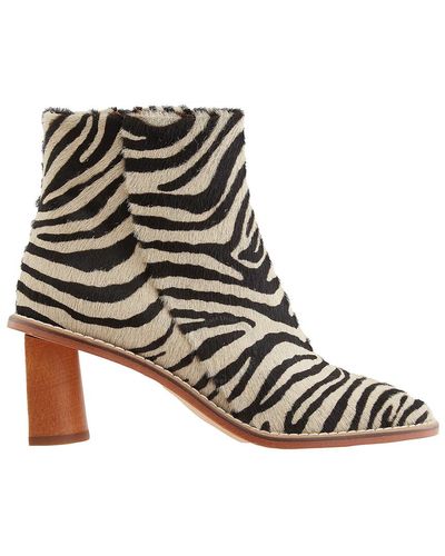 Rejina Pyo Ponyskin Zebra Edith Leather Ankle Boots - Black