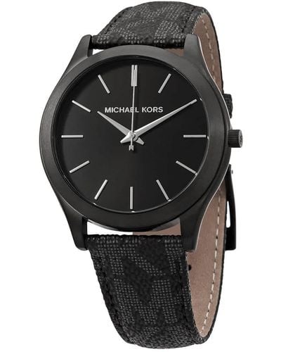 Michael Kors Oversized Slim Runway Logo And Black-tone Watch