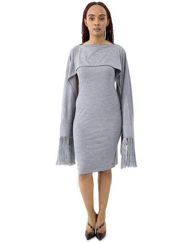 Burberry Merino Wool Sleeveless Dress - Gray