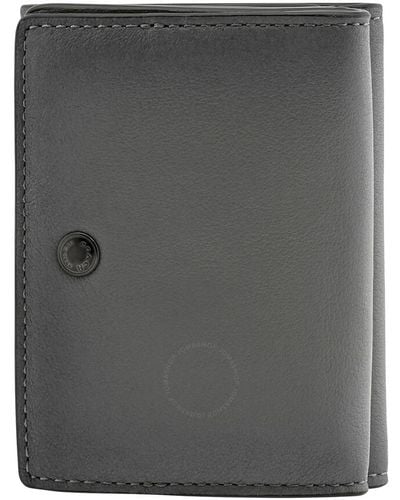 COACH Trifold Compact Leather Wallet - Grey