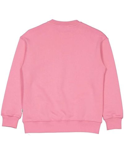 MSGM Girls Rosa Logo Stamp Pull Over Cotton Sweatshirt - Pink