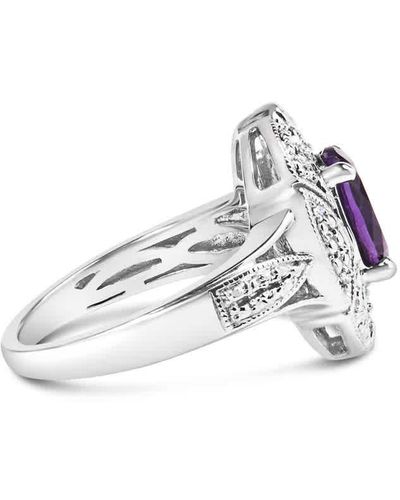 Haus of Brilliance .92 Sterling Silver 9x7mm Oval Purple Amethyst - White