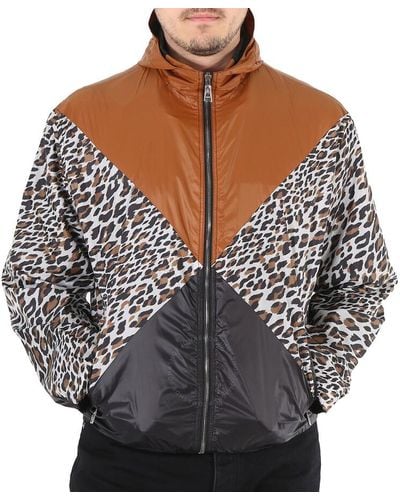Roberto Cavalli Leopard Print Windbreaker Track Jacket - Brown