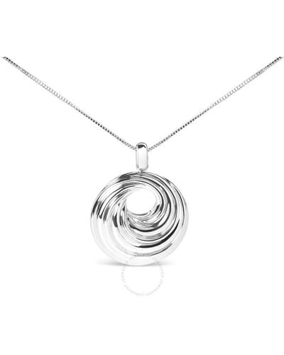 Haus of Brilliance .925 Sterling Silver Endless Wave Swirl Statement Medallion 18" Pendant Necklace - Metallic