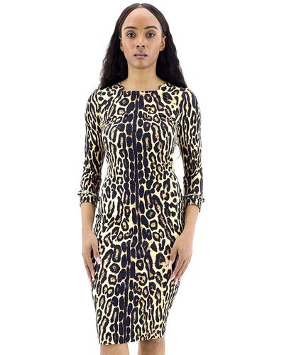 Burberry Stretch Jersey Leopard Print Dress - Black