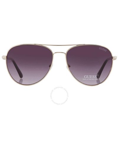 Guess Factory Gradient Smoke Pilot Sunglasses Gf6143 32b 59 - Purple