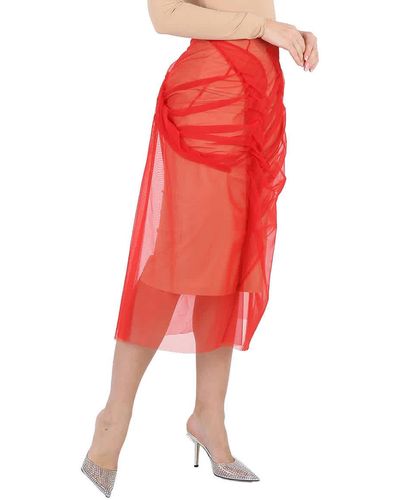 Maison Margiela Tulle-overlay Asymmetric Skirt - Red