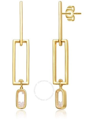Rachel Glauber 14k Gold Plated Cubic Zirconia Drop Earrings - Metallic