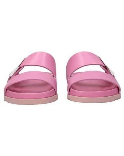 Burberry Olympia Leather Clogs - Pink