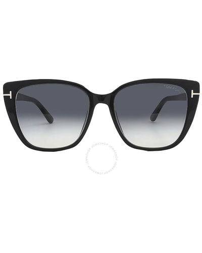 Tom Ford Gradient Cat Eye Sunglasses Ft0973-k 01b 60 - Blue