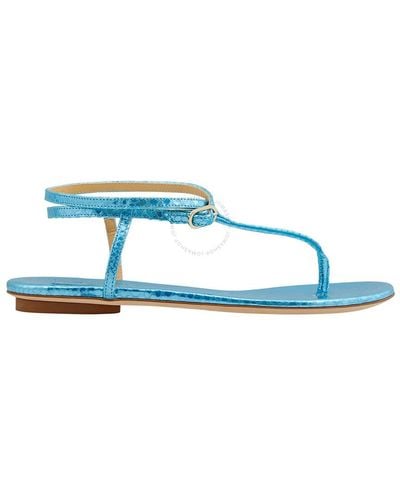 Giannico Kai Flip Flops Leather Flats - Blue