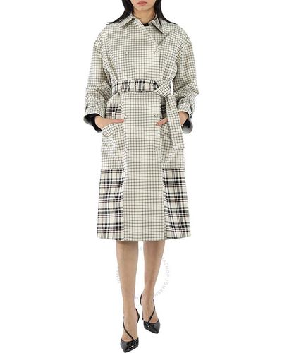 Proenza Schouler Windowpane Plaid Belted Trench Coat - Gray