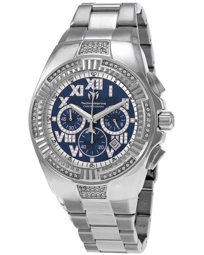 TechnoMarine Cruise Glitz Chronograph Quartz Blue Dial Watch -121080 - Metallic