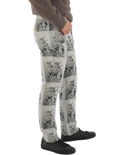 Acne Studios Digital Statue Print Cotton Twill Slim-fit Pants - Gray