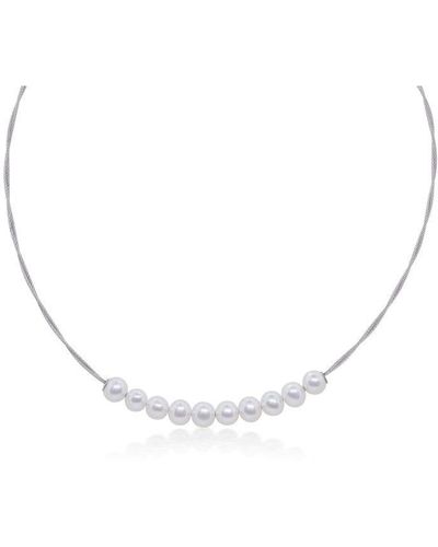 Alor Cable Necklace With Freshwater Pearls - Metallic