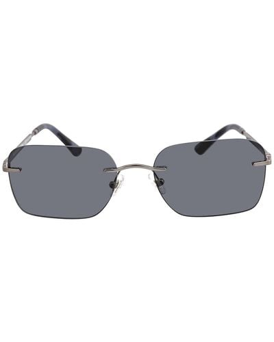Brooks Brothers Blue Rectangular Sunglasses - Gray