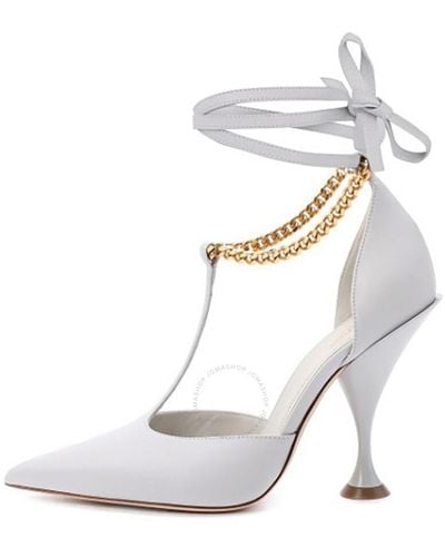 Burberry Pebble Welton Chain Detail Leather Court Shoes - Grey