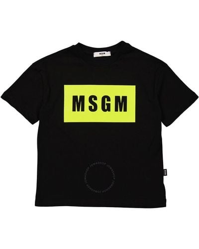 MSGM Boys Nero-giallo Fluo Logo T-shirt - Black