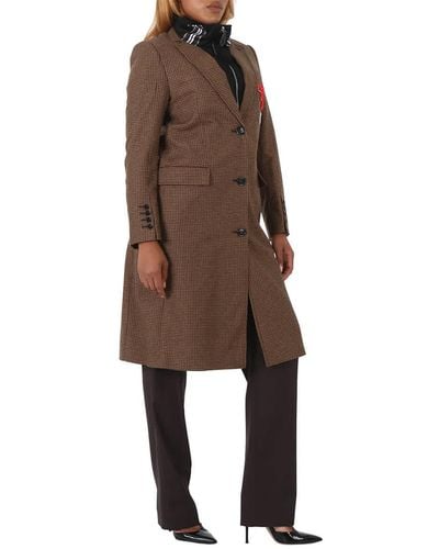 Burberry Tarrel Houndstooth Check Tailored Coat - Brown
