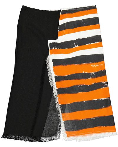 Marni Stripe-print Midi Skirt - Orange