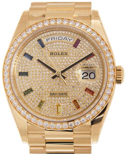 Rolex Day-date 36 Diamond Pave Rainbow Dial 18kt Yellow Gold President Watch - Metallic