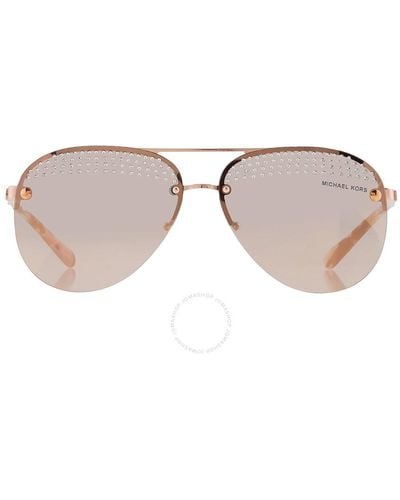 Michael Kors East Side Grey Mirrored Rose Gold Pilot Sunglasses Mk1135b 11084z 59 - Brown