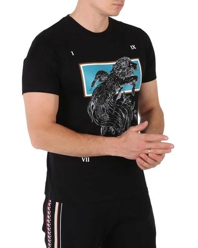 Roberto Cavalli Graphic Print Crewneck Cotton T-shirt - Black