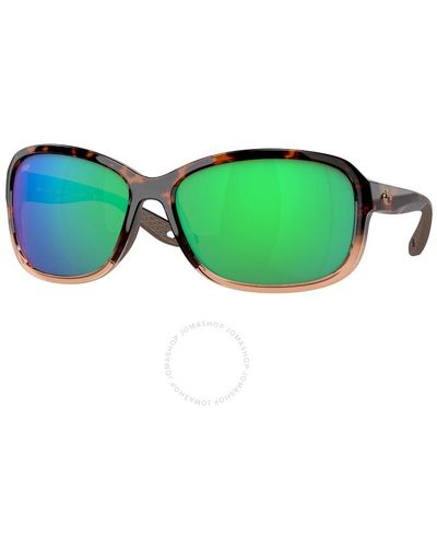 Costa Del Mar Seadrift Gren Mirror Polarized Polycarbonate Rectangular Sunglasses 6s9114 911405 58 - Green