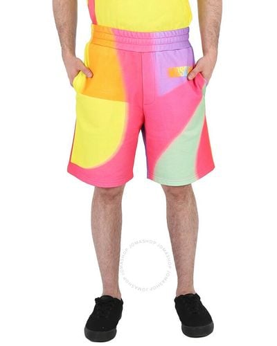 Moschino Multi Rainbow Print Cotton Sweat Shorts - Pink