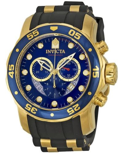INVICTA WATCH Pro Diver Chronograph Blue Dial Black Rubber Watch - Multicolour