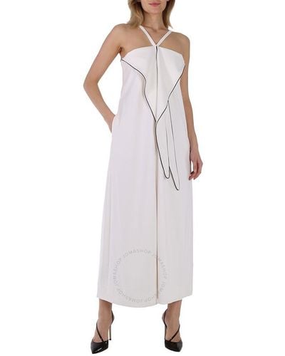 Burberry Stretch Jersey Drape Detail Gown - White