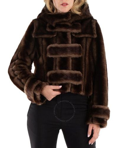 Burberry Reconstructed Faux Fur Duffle Coat - Black