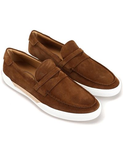 Tod's Suede Gomma Penny Loafers - Brown