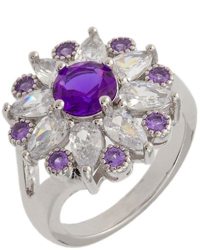 Bertha Juliet Collection 's 18k Wg Plated Purple Floral Statement Fashion Ring - Metallic