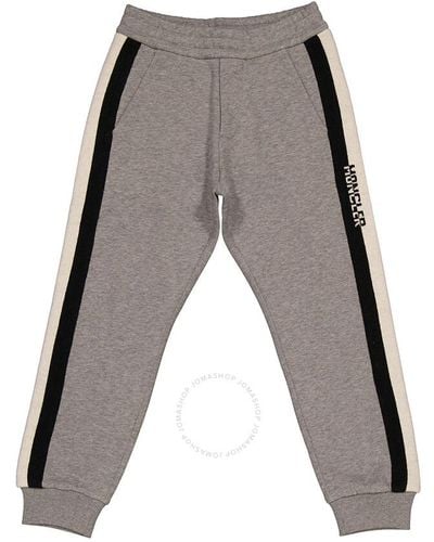 Moncler Boys Light Logo Stripe Cotton sweatpants - Gray