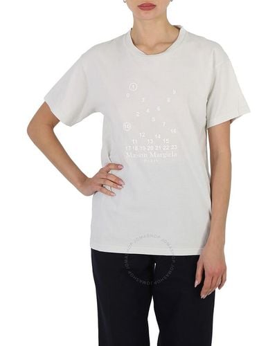 Maison Margiela Off Numeric Logo Print Four- Stitch T-shirt - White