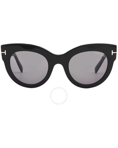 Tom Ford Lucilla Smoke Mirror Cat Eye Sunglasses Ft1063 01c 51 - Black