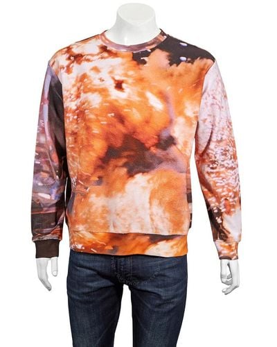 424 Explosion Print Long-sleeve Cotton Sweater - Orange