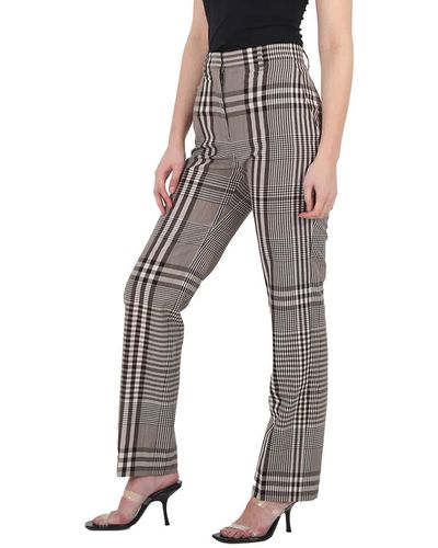 Burberry Check Technical Wool Cropped Trousers - Brown