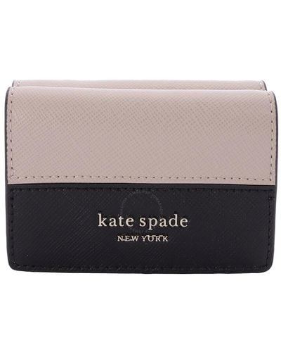 Kate Spade Mini Trifold Black Spencer Wallet - Natural
