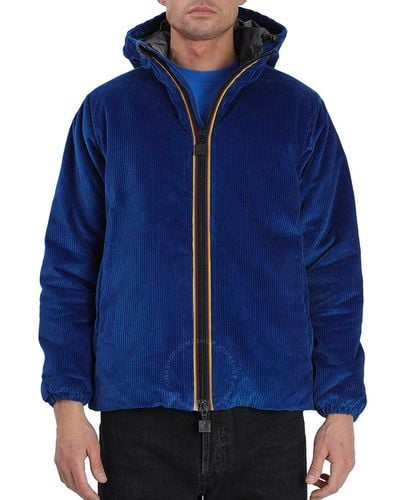 K-Way Royal Marine Hamis Cotton Ribbed Hooded Jacket - Blue