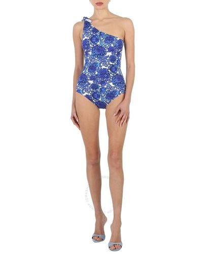 La DoubleJ Anemone Piquet Lycra Goddess One-piece Swimsuit - Blue
