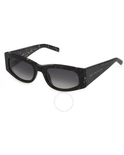 Philipp Plein Grey Gradient Oval Sunglasses Spp025s 0869 55 - Black