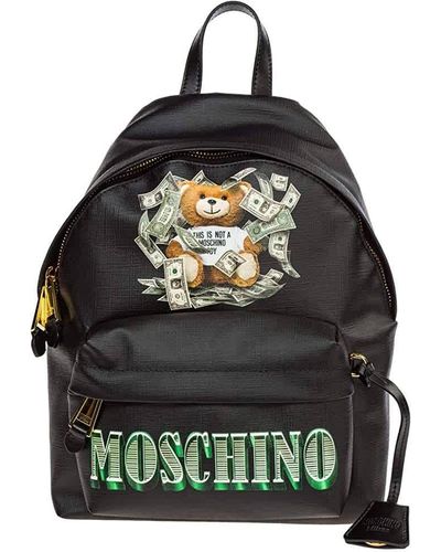 Moschino Dollar Teddy Bear Faux Leather Backpack - Grey