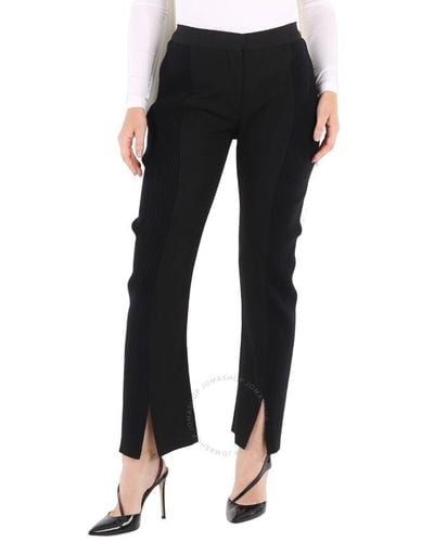 Burberry Ribbed-panel Flared Wool Pants - Black