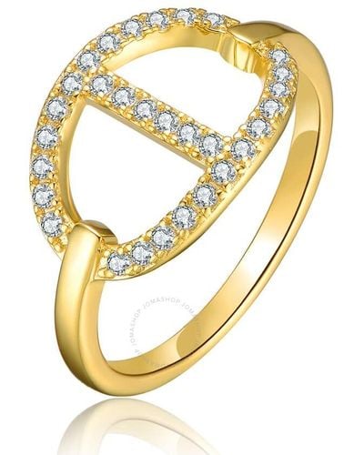 Rachel Glauber 14k Gold Plated Cubic Zirconia Modern Ring - Metallic