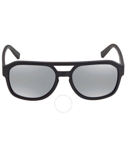 Armani Exchange Light Grey Mirror Black Aviator Sunglasses  80786g 57