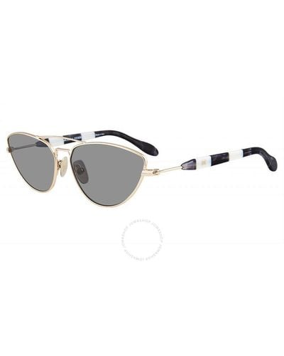 Carolina Herrera Gray Cat Eye Sunglasses Shn059m 0300 59 - Metallic